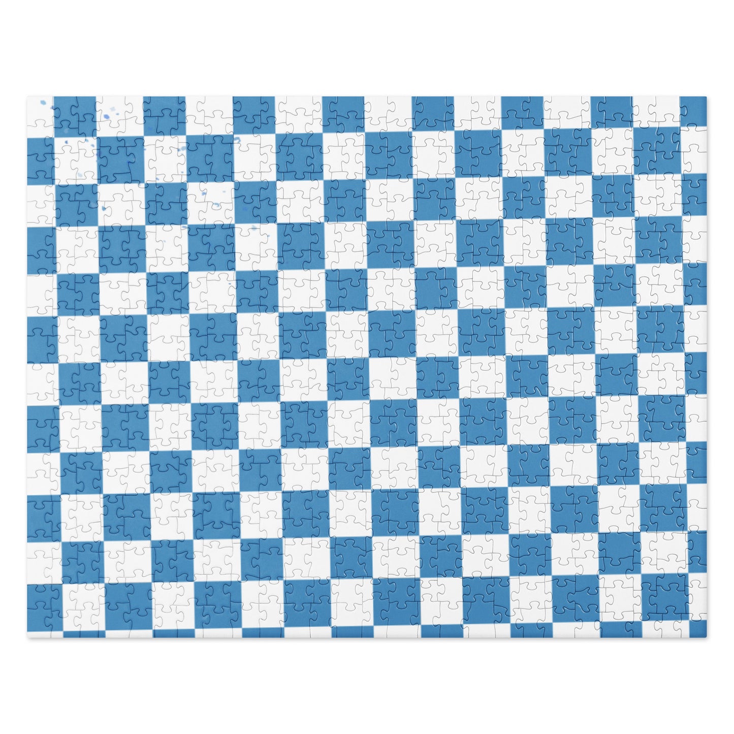 WONKY CHECKED SPLATTERED JIGSAW PUZZLE in BLUE
