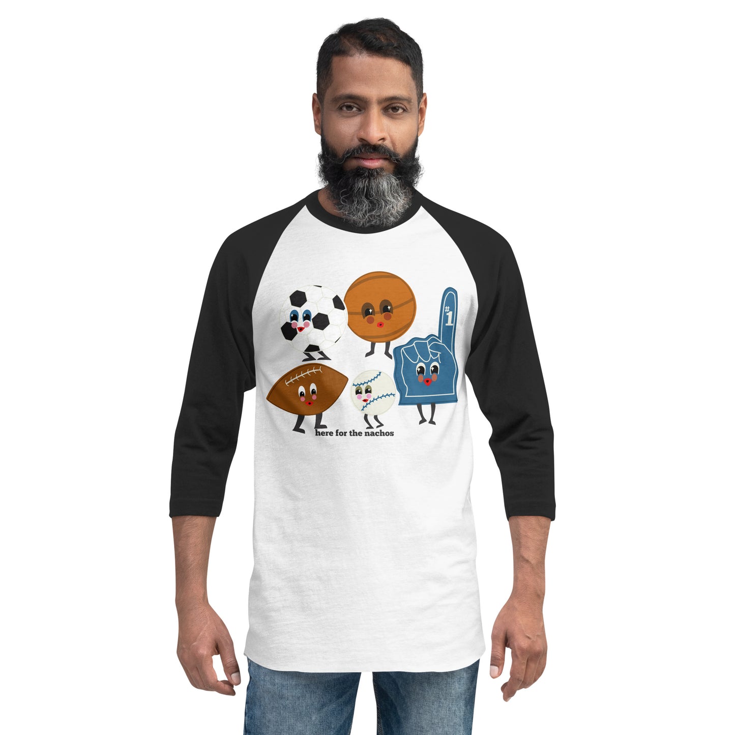 HERE FOR THE NACHOS UNISEX FIT RAGLAN