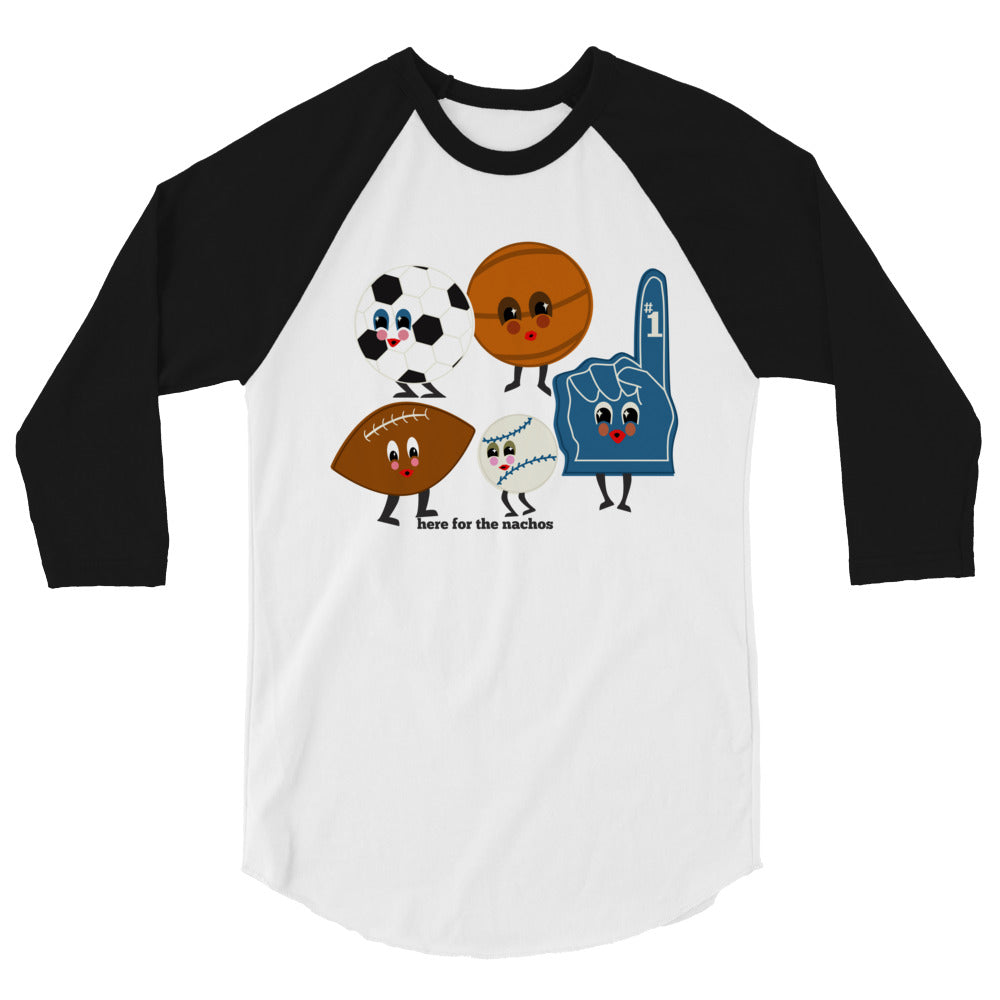 HERE FOR THE NACHOS UNISEX FIT RAGLAN