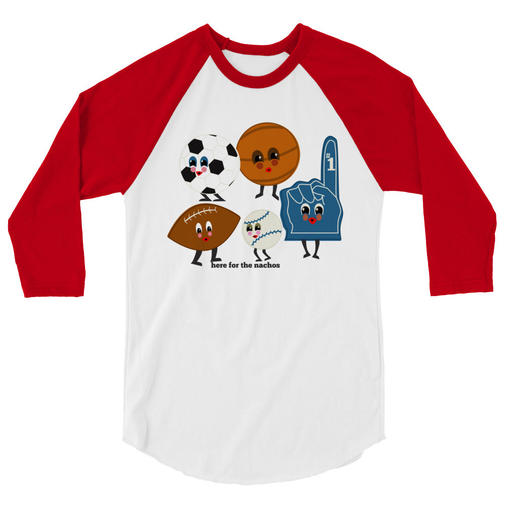 HERE FOR THE NACHOS UNISEX FIT RAGLAN