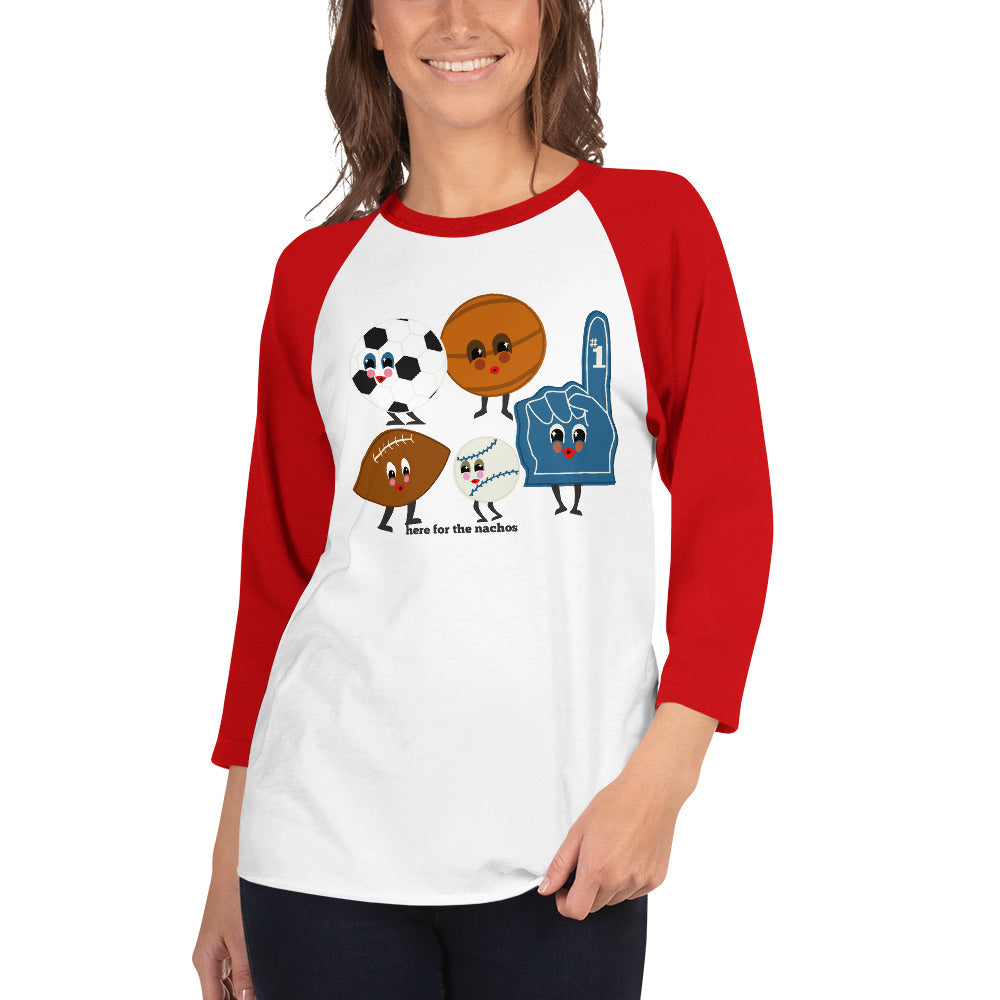 HERE FOR THE NACHOS UNISEX FIT RAGLAN