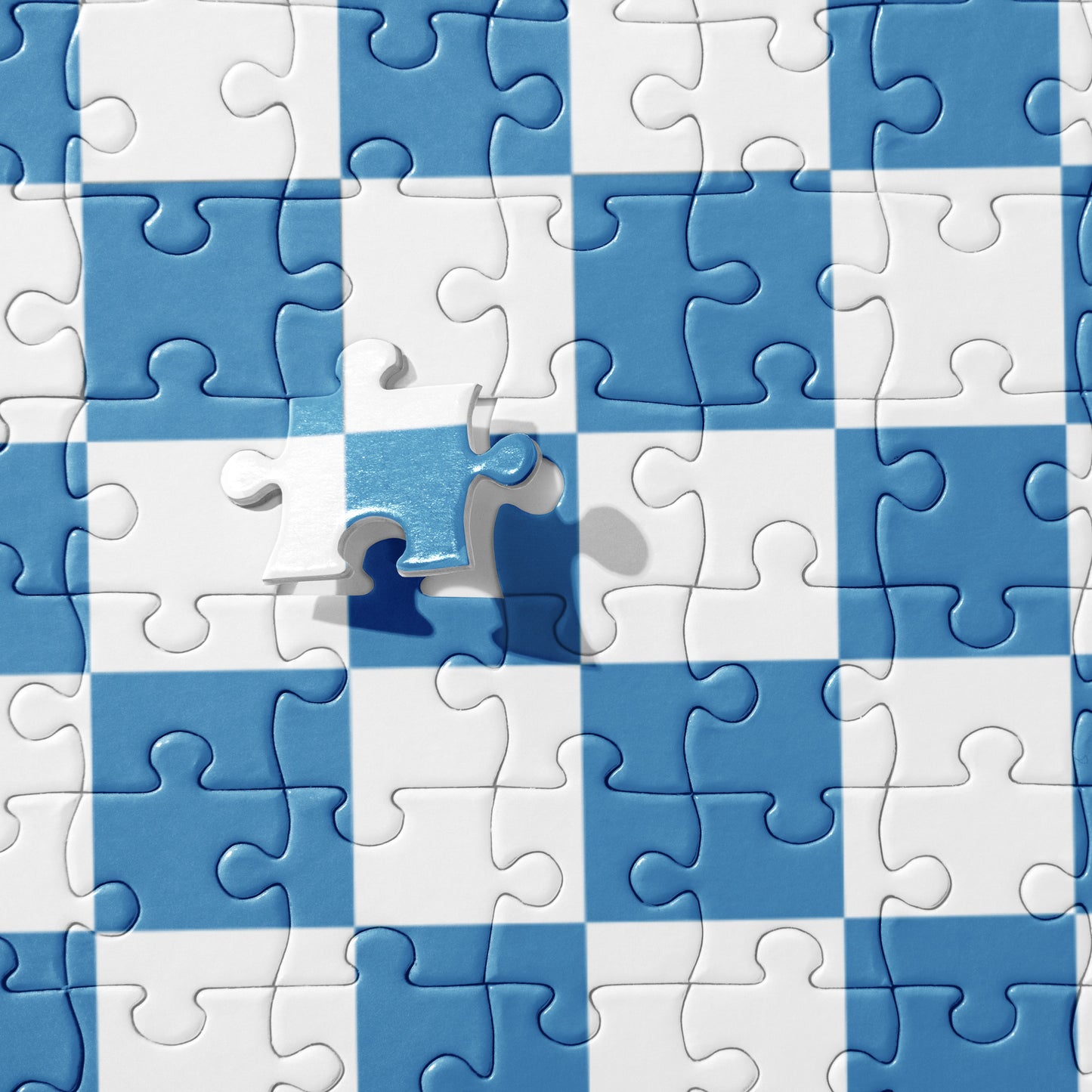 WONKY CHECKED SPLATTERED JIGSAW PUZZLE in BLUE