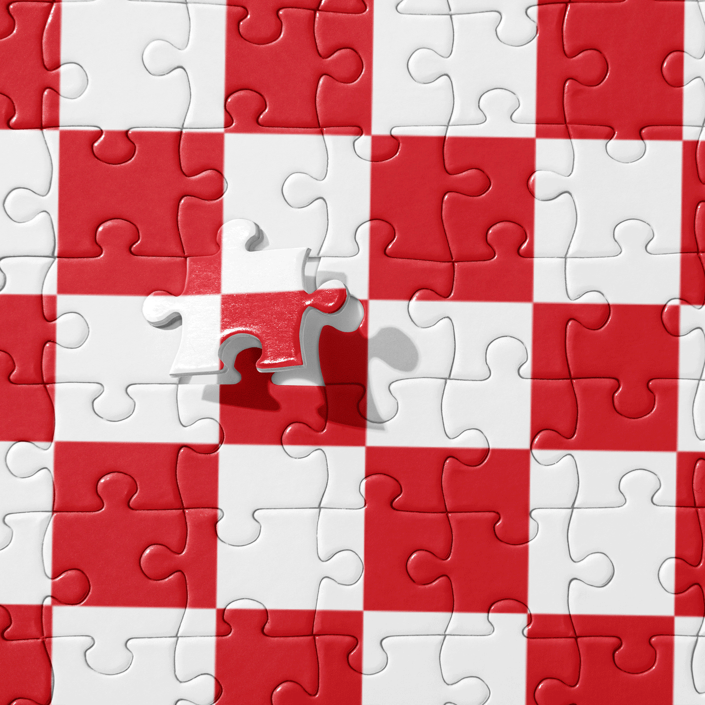 WONKY CHECKED SPLATTERED JIGSAW PUZZLE in RED