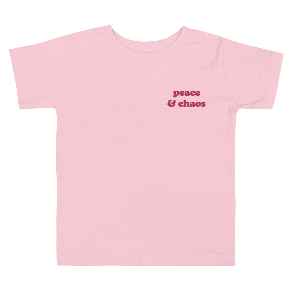 PEACE & CHAOS EMBROIDERED TODDLER TEE
