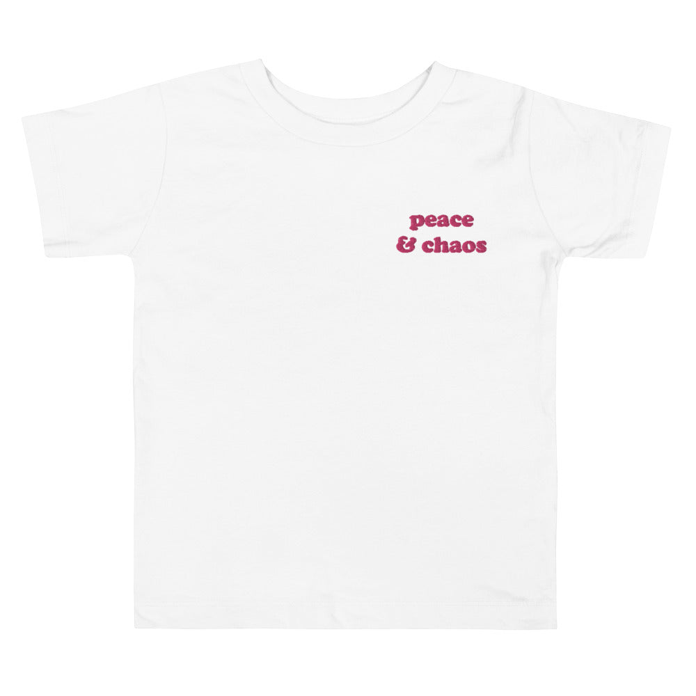 PEACE & CHAOS EMBROIDERED TODDLER TEE